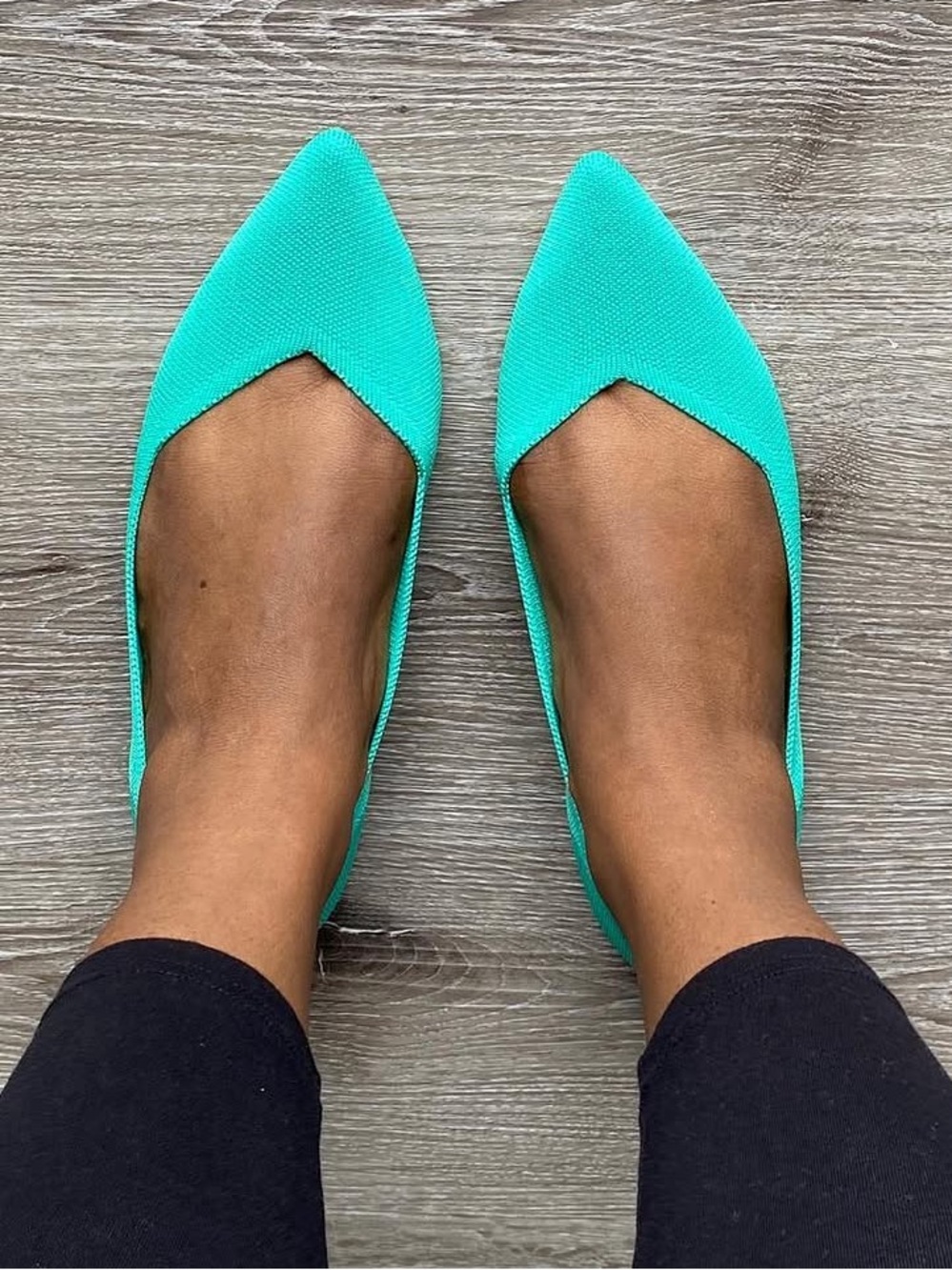 ROTHYS The Point Ballet Pointed Toe Knit Flats RARE in Mojito/ Mint Green Sz. 11